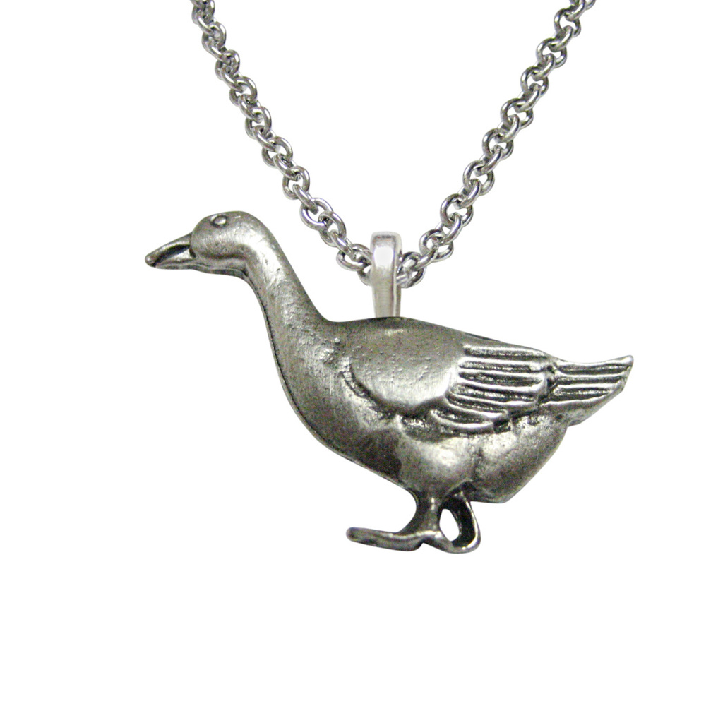 Detailed Goose Bird Pendant Unisex Necklace